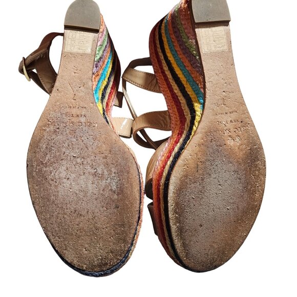 Spring Sandals Easter Kate Spade Women's Rainbow Wedge 7 Patent Leather Strap - Picture 12 of 12